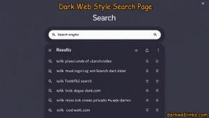 Minimal dark web search engine interface with private browsing layout