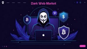 Concept art of anonymous dark web marketplace with privacy features