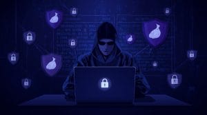 Anonymous user browsing the dark web using Tor and VPN for privacy in 2025