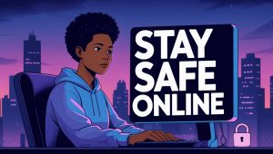 Illustration encouraging safe and responsible use of the dark web in 2025.