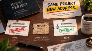 Onion website returning with a new address after being offline for years, showing the same project moving from an old onion address to a new one